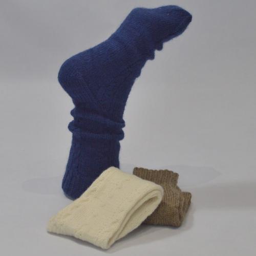 Cable Panel Calf Length Wool Socks