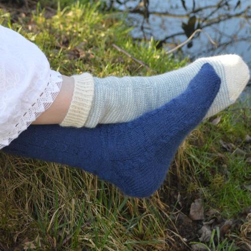 Cable Panel Ankle Length Wool Socks