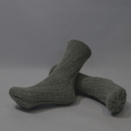 Twisted Cable Ankle Length Heel-less Alpaca Socks