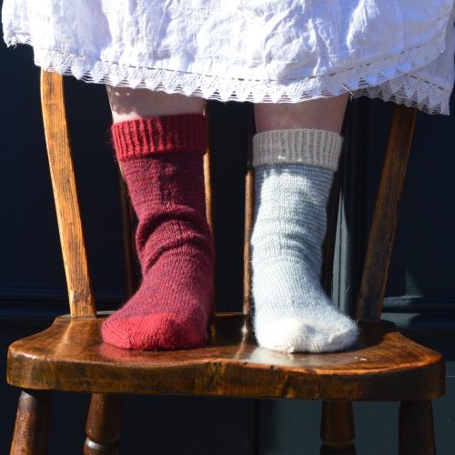 Ankle Length Two Colour Stripe Alpaca Socks