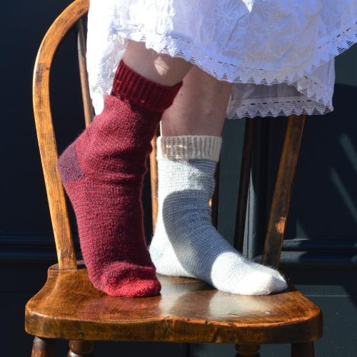 Ankle Length Two Colour Stripe Alpaca Socks